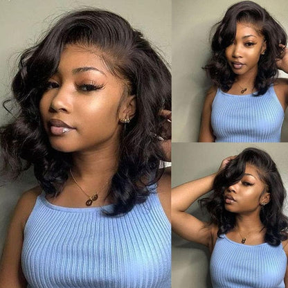 Cranberry Body Wave Lace Closure Bob Wigs Short Indian Human Hair Wigs For Black Women - Cranberry Hair