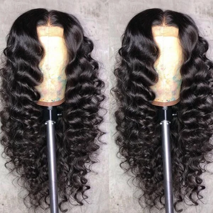 Cranberry 13*4 Lace Front Human Hair Wigs Malaysian Loose Deep Wave Natural Color Lace Frontal Wig - Cranberry Hair