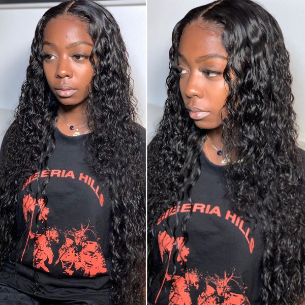Cranberry  4x4Inch Lace Closure Human Hair Wigs Water Wave Remy Malaysian Hair Wigs Natural Color - Cranberry Hair