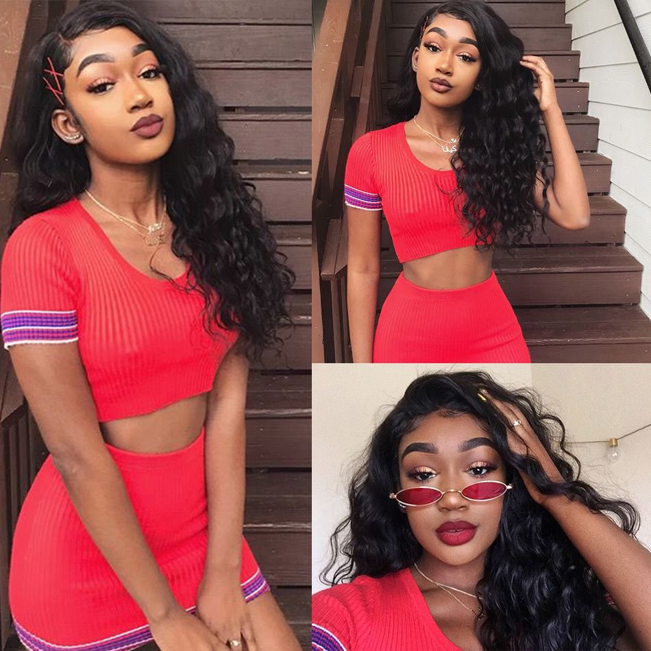 Cranberry  4x4Inch Lace Closure Human Hair Wigs Loose Deep  Remy Peruvian Hair Wigs Natural Color - Cranberry Hair