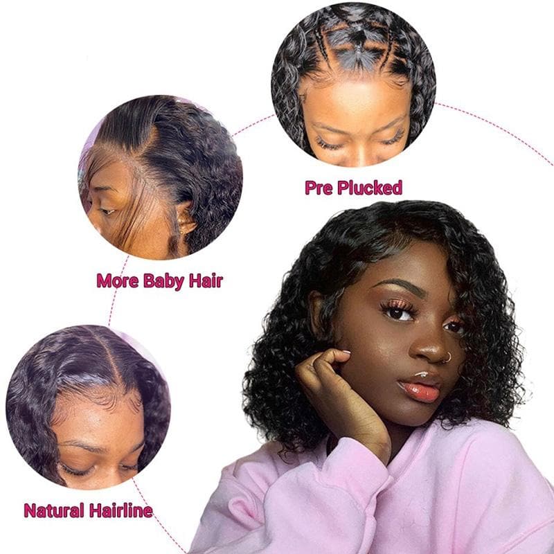 Cranberry Water Wave Lace Front Bob Wigs Short Brazilian Human Hair Wigs For Black Women - Cranberry Hair