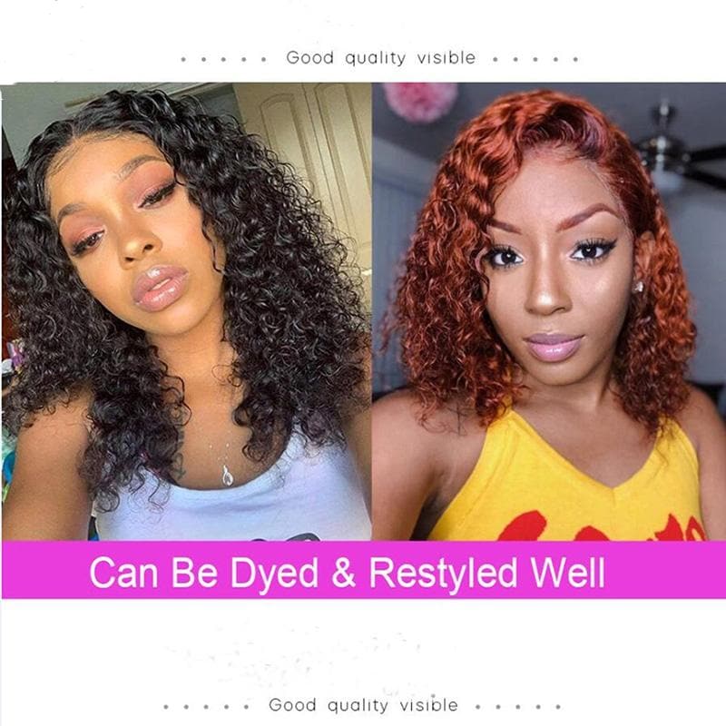 Cranberry Water Wave Lace Front Bob Wigs Short Brazilian Human Hair Wigs For Black Women - Cranberry Hair