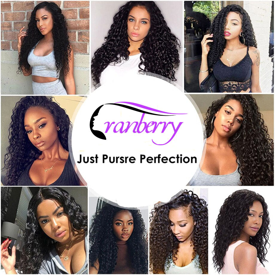 Cranberry 4x4 Brazilian Remy Human Hair Wigs Kinky Curly Lace Closure Wigs - Cranberry Hair