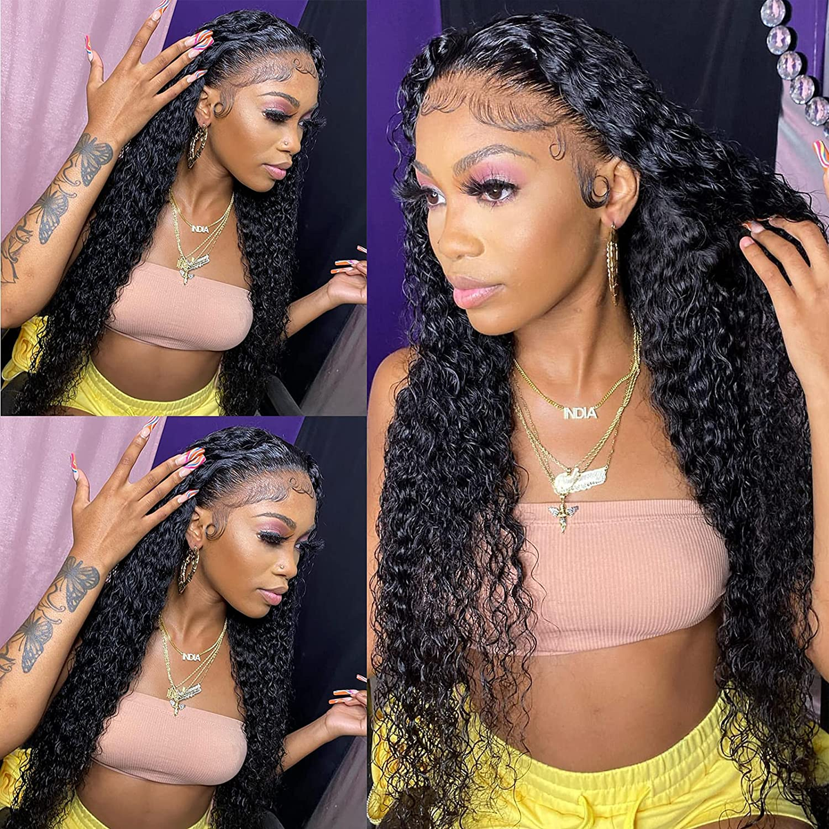 12A Cranberry Water Wave Transparent HD 13X6 Lace Front Wigs Glueless Pre Plucked 36 inch Long Wig