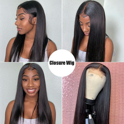 Cranberry 10A Straight Brazilian Hair 4x4 inch Lace Closure Wigs Remy Human Hair Wigs
