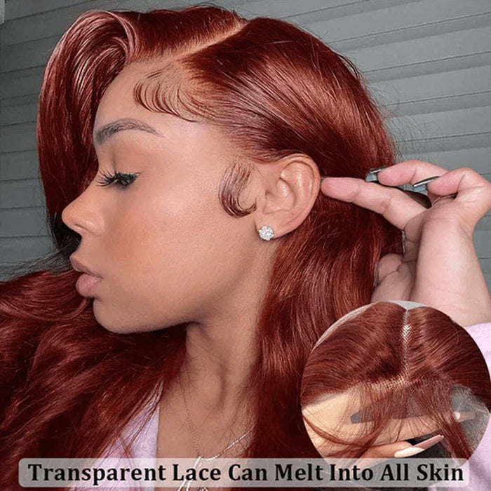2023 New Short Bob Red Brown Wig #33 Dark Auburn Color 13x4Bob Lace Frontal Wigs