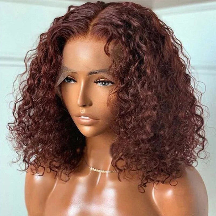 2023 New Short Bob Red Brown Wig #33 Dark Auburn Color 13x4Bob Lace Frontal Wigs