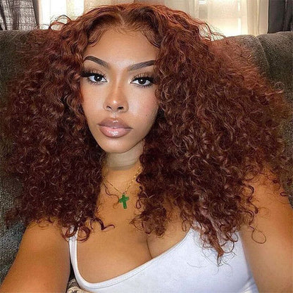 2023 New Short Bob Red Brown Wig #33 Dark Auburn Color 13x4Bob Lace Frontal Wigs