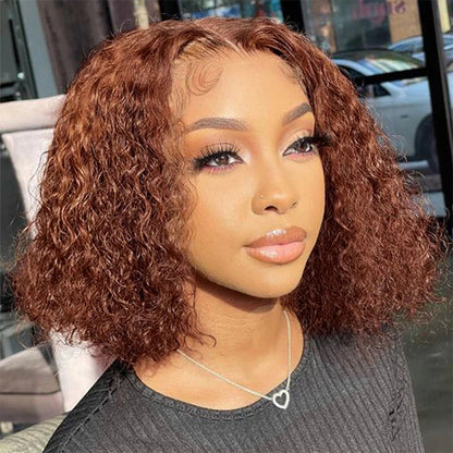 2023 New Short Bob Red Brown Wig #33 Dark Auburn Color 13x4Bob Lace Frontal Wigs