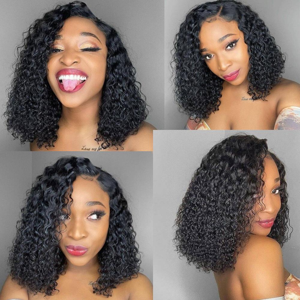 Cranberry Curly Lace Front Bob Wigs Short Peruvian Human Hair Wigs For Black Women - Cranberry Hair