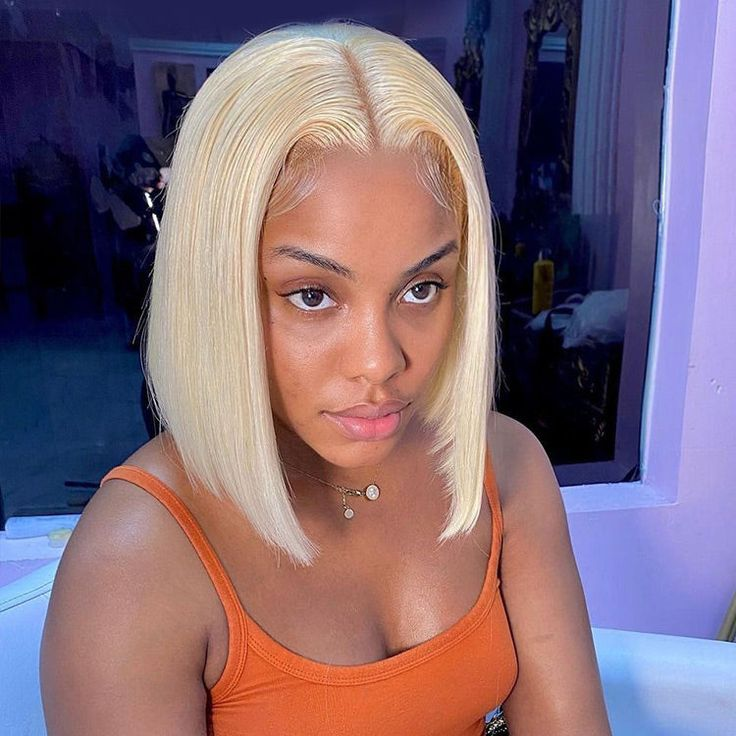 Cranberry 613 Blonde Bob Wig 4X4 Transparent Lace Closure Human Hair 10-16 inches Wigs