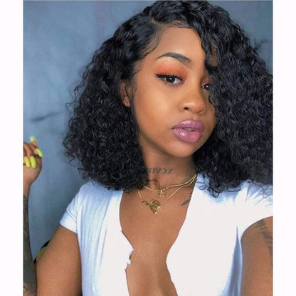 Cranberry Curly Lace Closure Bob Wigs Short Malaysian Human Hair Wigs For Black Women - Cranberry Hair