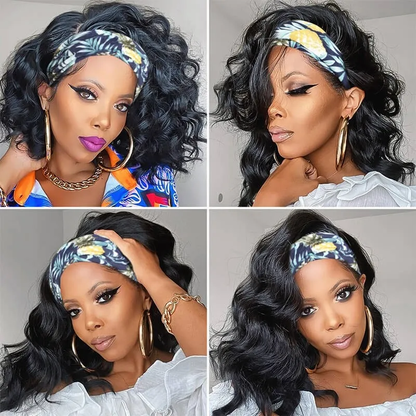 Cranberry Lazy Girl Friendly Short Bob Body Wave 180% Density Headband Human Hair Beginner Wig