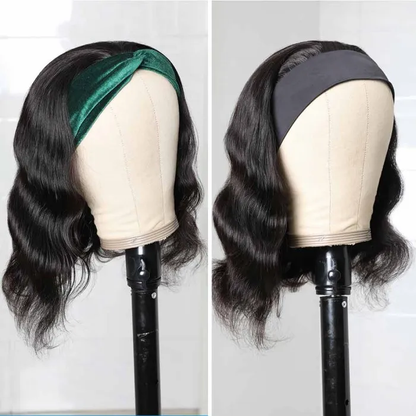 Cranberry Lazy Girl Friendly Short Bob Body Wave 180% Density Headband Human Hair Beginner Wig