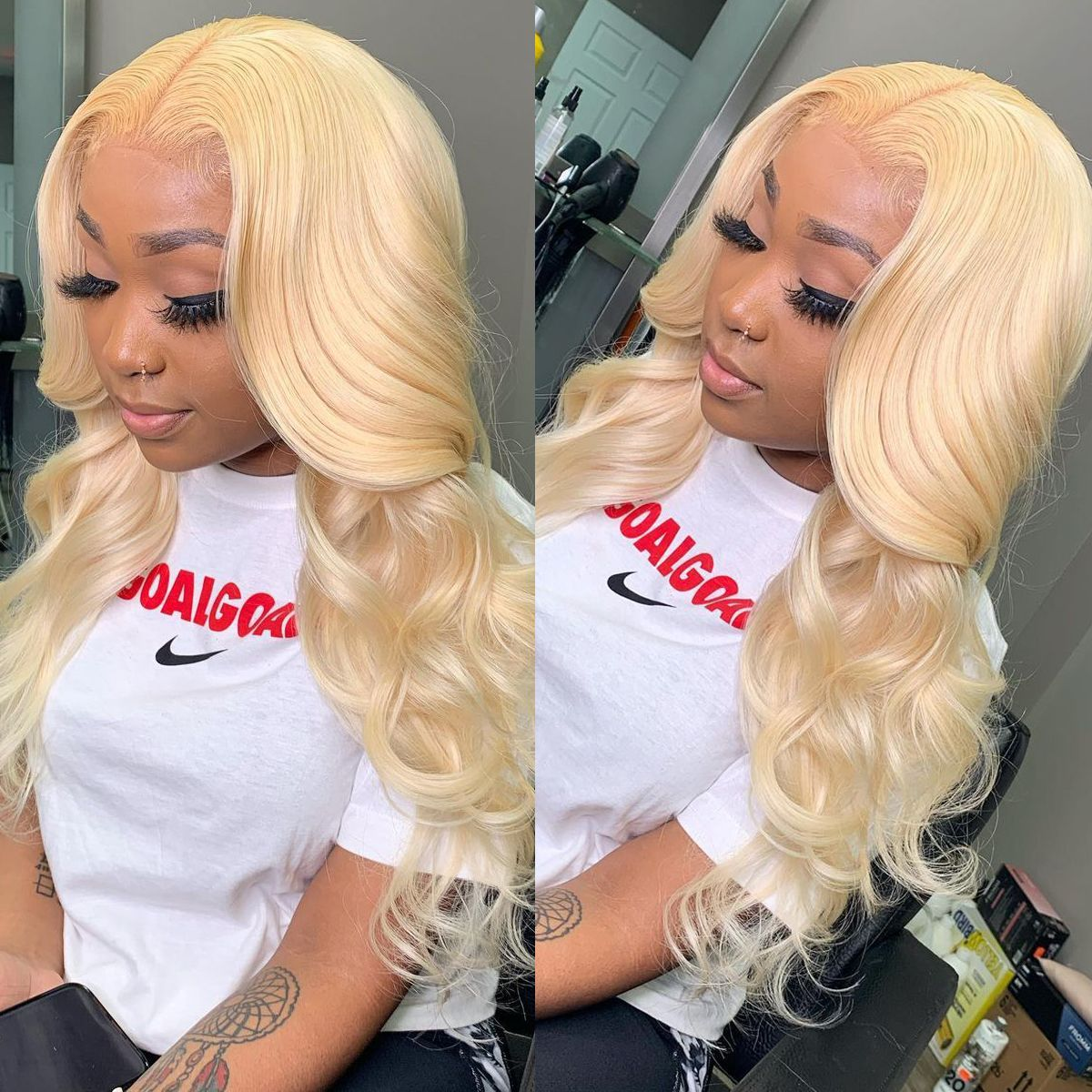 <transcy>Cranberry 13x4 Lace Front Wigs 613 Blonde brésilienne droite perruques de cheveux humains</transcy>
