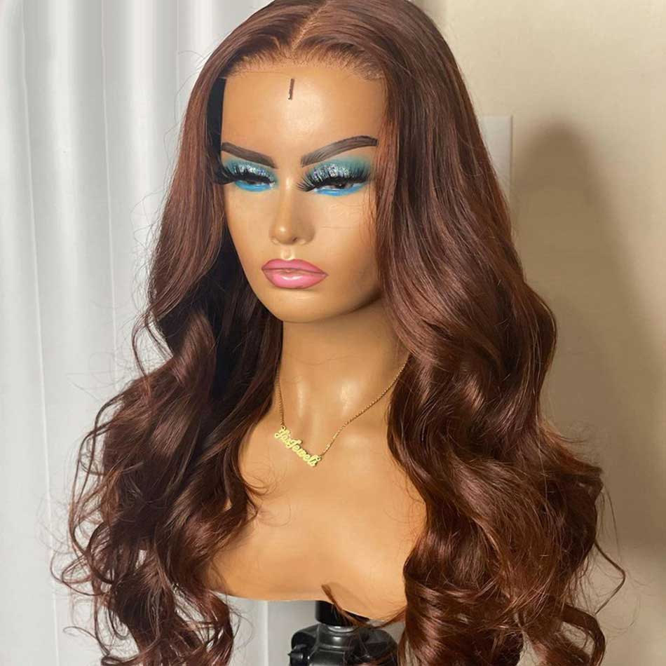 Tuneful Chocolate Brown #4 Color 13x4 5x5 HD Glueless Lace Front Closure Human Hair Wigs Body Wave Frontal Wigs 180% Desnity