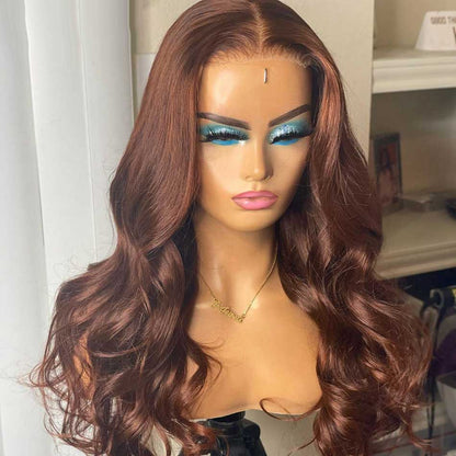 Tuneful Chocolate Brown #4 Color 13x4 5x5 HD Glueless Lace Front Closure Human Hair Wigs Body Wave Frontal Wigs 180% Desnity
