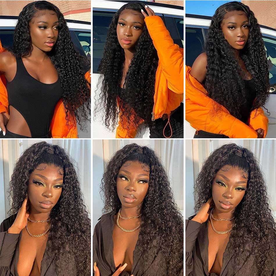 12A Cranberry 13x4 13x6 HD Transparent Lace Front Human Hair Wigs Malaysian Jerry Curly Frontal Wigs 180% Density