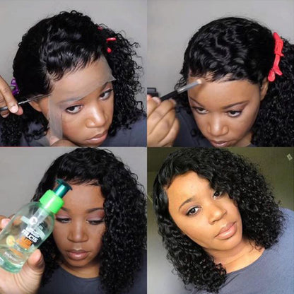 Cranberry Curly Lace Closure Bob Wigs Short Peruvian Human Hair Wigs For Black Women - Cranberry Hair