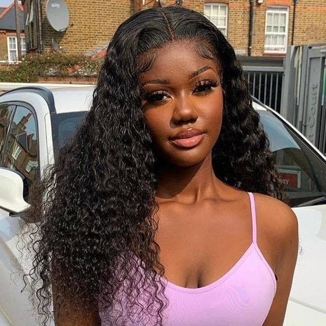 Cranberry 13x4 T Part Lace Front Wigs Peruvian Jerry Curly Human Hair Wigs 180% Density Pre-plucked - Cranberry Hair