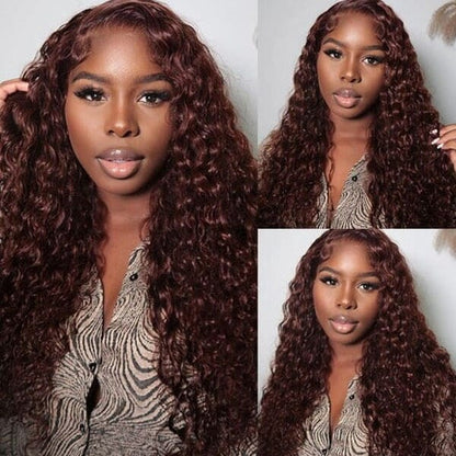 Cranberry 13*4 Lace Front Jerry Curly Wig Reddish Brown Dark Auburn Color Affordable Price For Sale