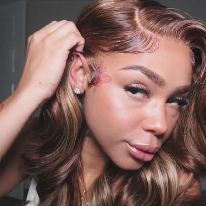 Cranberry Honey Blonde Highlight Body Wave 13x4 Lace Front Wigs 100%  Human Hair Wigs