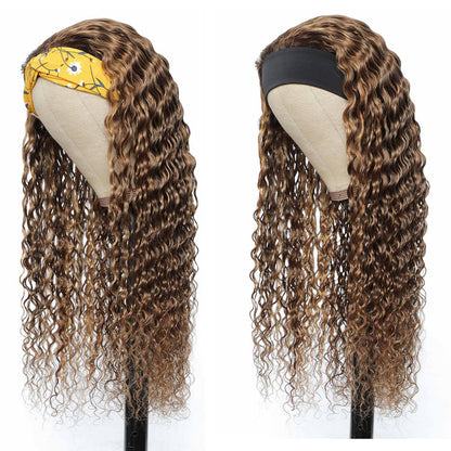 Cranberry Highlight Deep wave Glueless Half Headband Wig 4/30 Color Human Hair Wig - Cranberry Hair