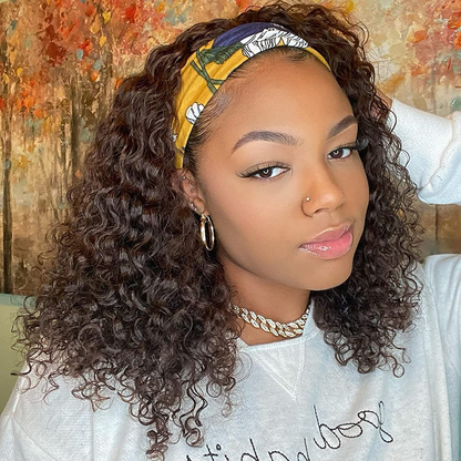 Cranberry Breathable Comfortable Headband Bob Deep Wave 180% Density Human Hair Beginner Wig