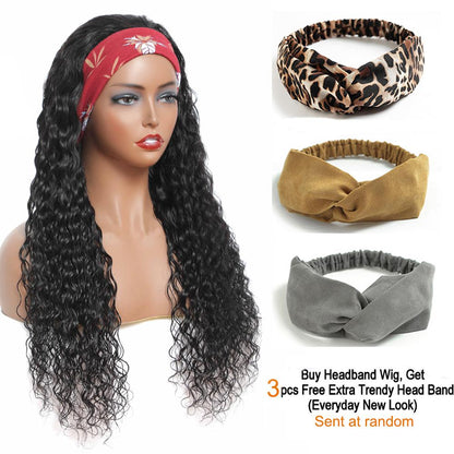 Cranberry Deep Wave Human Hair Wig Glueless Wig Brazilian Virgin Hair Machine Made Headband Wig 180% Density - Cranberry Hair