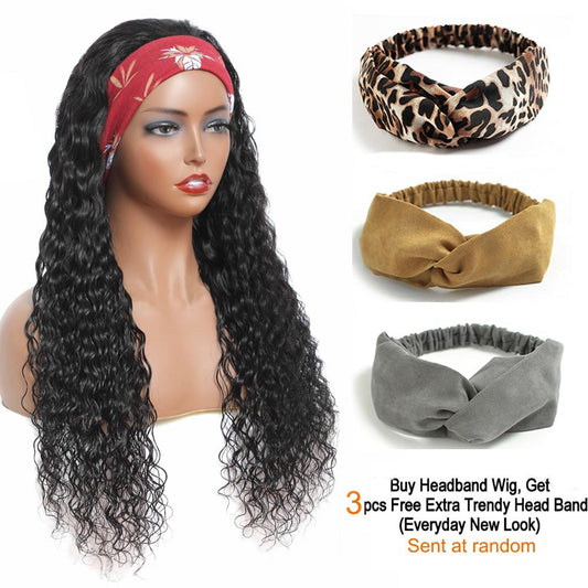 Cranberry Deep Wave Human Hair Wig Glueless Wig Brazilian Virgin Hair Machine Made Headband Wig 180% Density - Cranberry Hair