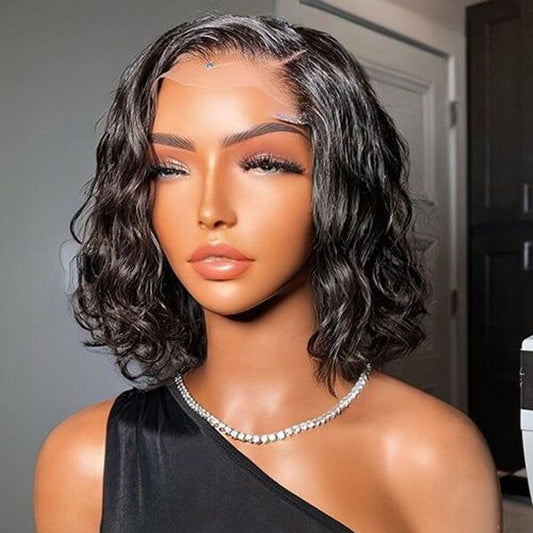 Cranberry Short Bob Wave 13x4 Lace Front Wig 150% Density 100% Human Hair