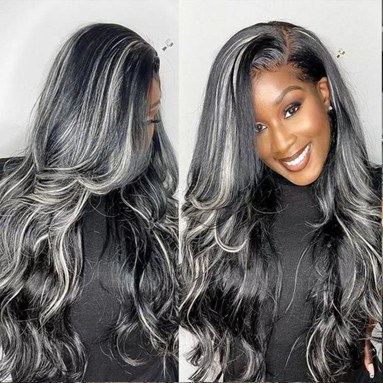 Gray and black human hair wigs hotsell