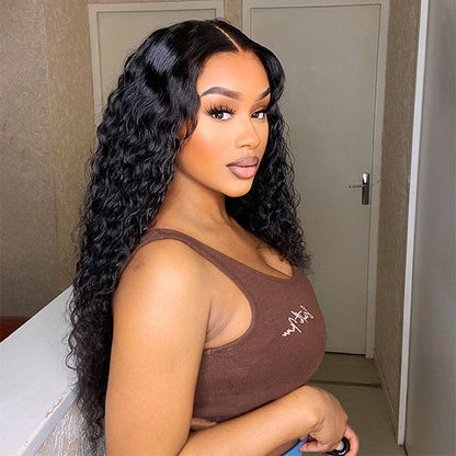 Cranberry 12A Water Wave 13x4 5X5 Frontal HD Lace Free Part Long Wig 100% Human Hair