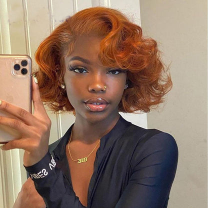 Cranberry 13x6 Ginger Lace Front Wig Pre Plucked Orange Body Wave Frontal Wig