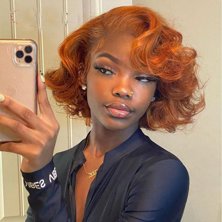 Cranberry 13x6 Ginger Lace Front Wig Pre Plucked Orange Body Wave Frontal Wig