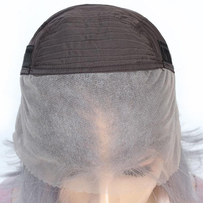 Cranberry Short Bob Lace Front Wigs Straight Grey Brazilian Human Hair Wigs - Cranberry Hair