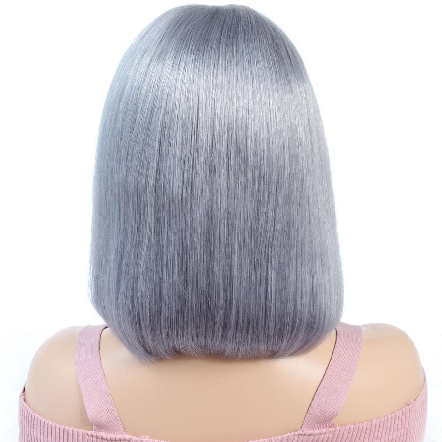 Cranberry Short Bob Lace Front Wigs Straight Grey Brazilian Human Hair Wigs - Cranberry Hair