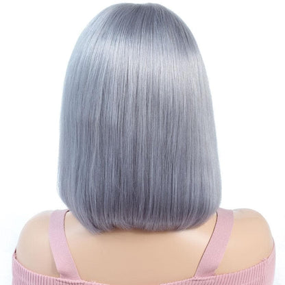 Cranberry Short Bob Lace Front Wigs Straight Grey Brazilian Human Hair Wigs - Cranberry Hair