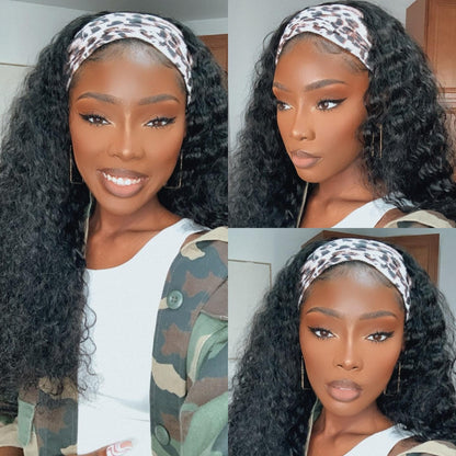 Cranberry Deep Wave Human Hair Wig Glueless Wig Brazilian Virgin Hair  Headband Wig 180% Density