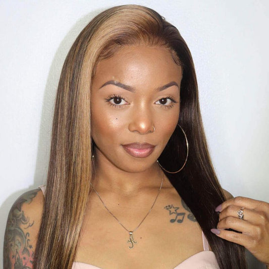 Cranberry Highlight Color 13X4 Swiss Lace Front Wig 100% Human Hair