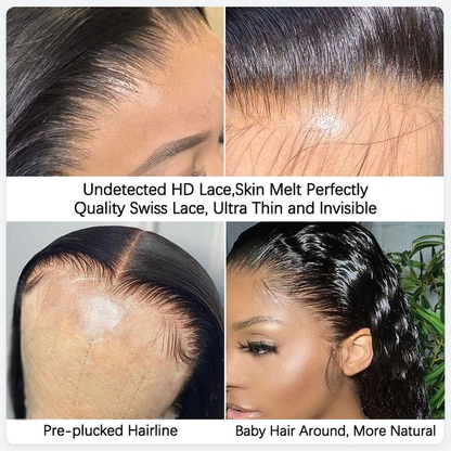 12A Cranberry Water Wave Real 13X4 Swiss HD Lace Frontal 16-36 inches Natural Black Long Wig