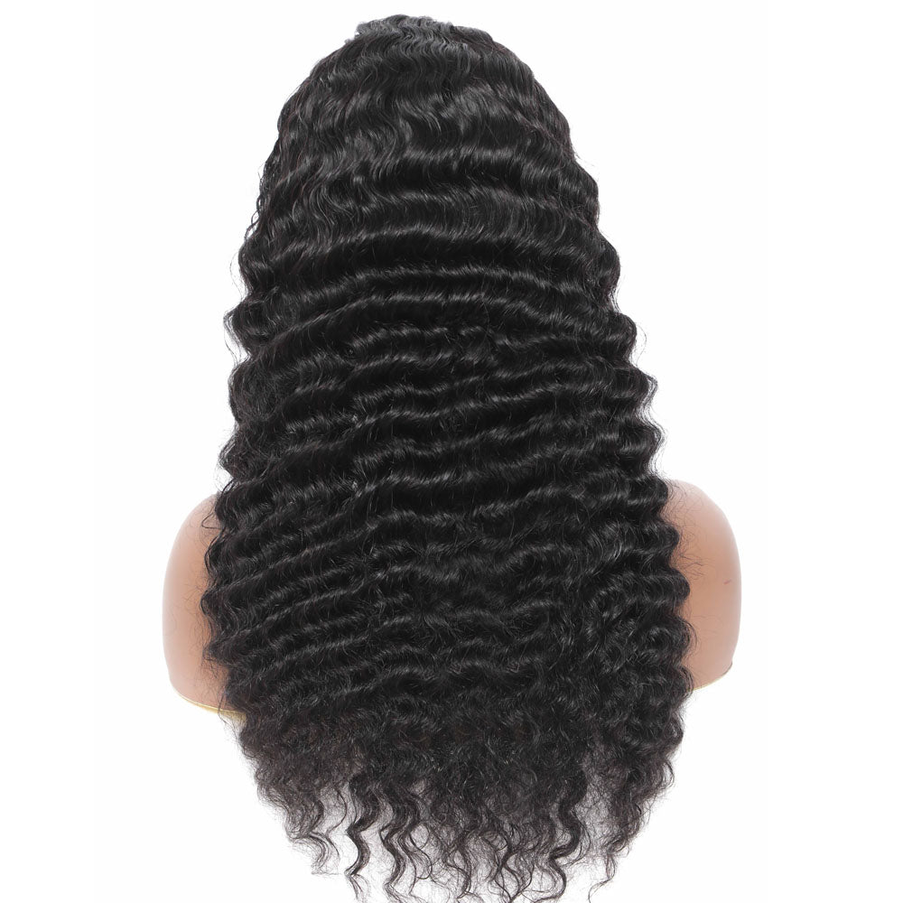 Cranberry  4x4Inch Lace Closure Human Hair Wigs Loose Deep  Remy Peruvian Hair Wigs Natural Color - Cranberry Hair