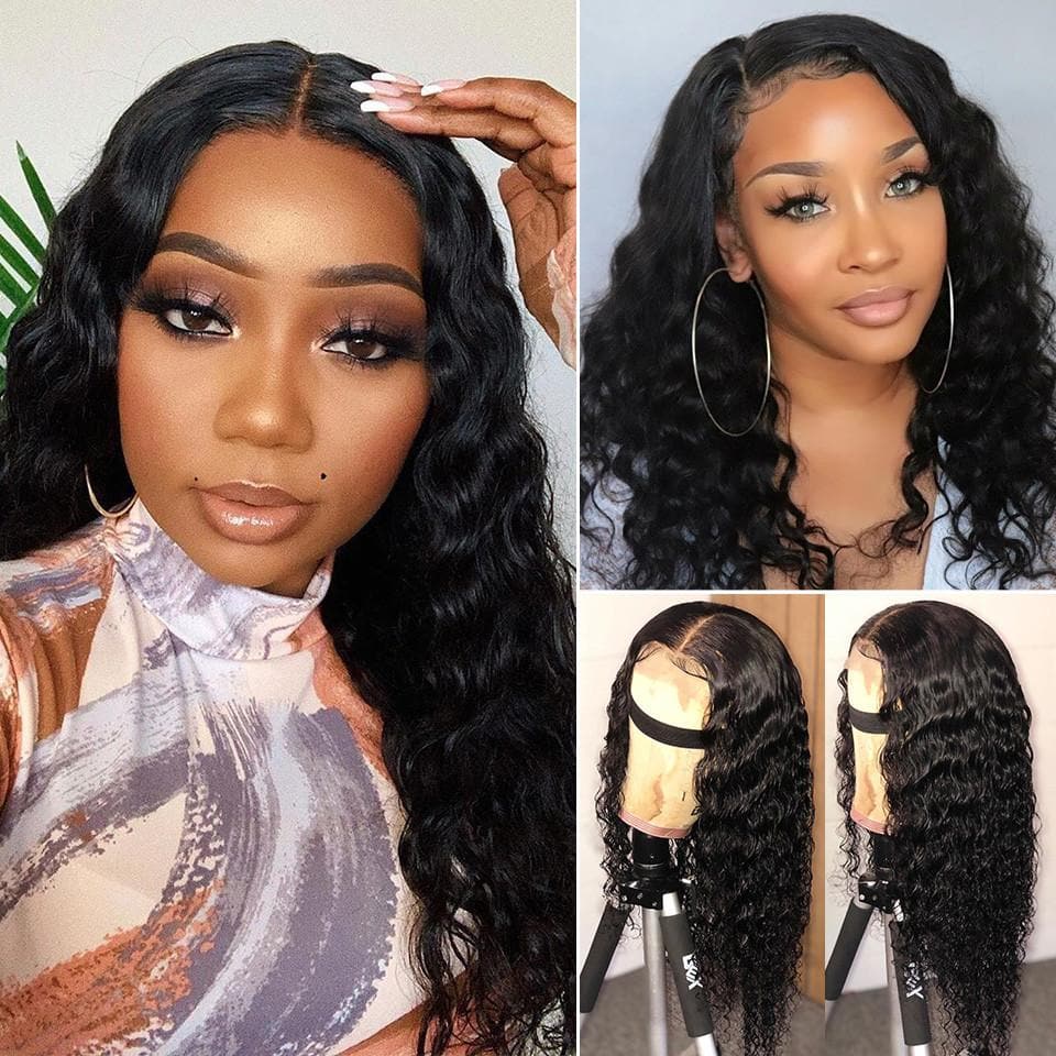 Cranberry 13x4 T Part Lace Front Wigs Peruvian Loose Deep Wave Human Hair Wigs 180% Density Pre-plucked - Cranberry Hair