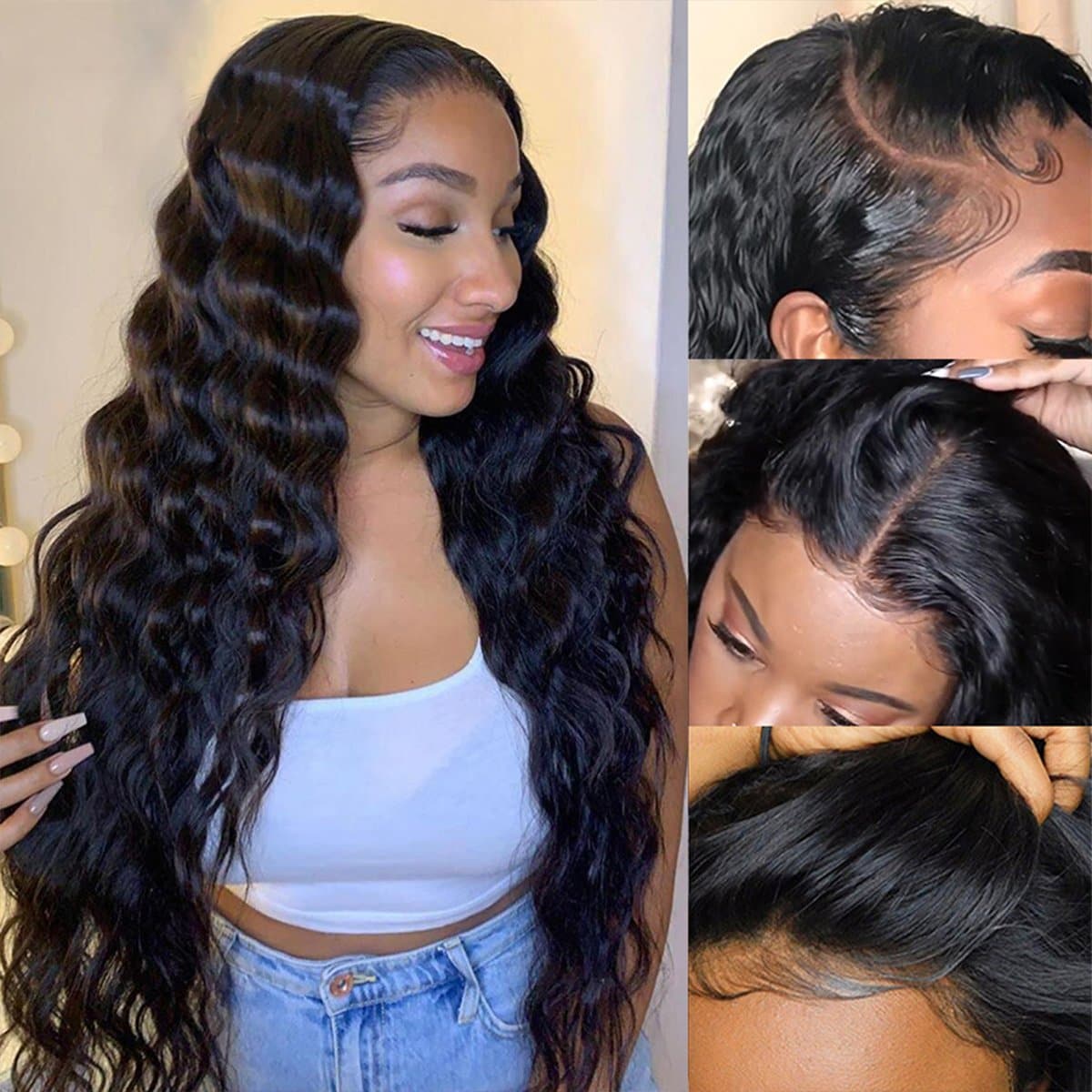 Cranberry 13x4 T Part Lace Front Wigs Indian Loose Deep Wave Human Hair Wigs 180% Density Pre-plucked - Cranberry Hair