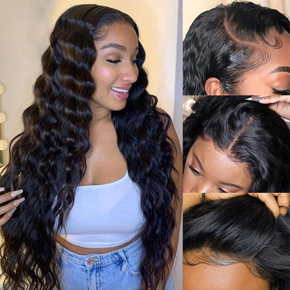 Cranberry 13x4 T Part Lace Front Wigs Indian Loose Deep Wave Human Hair Wigs 180% Density Pre-plucked - Cranberry Hair