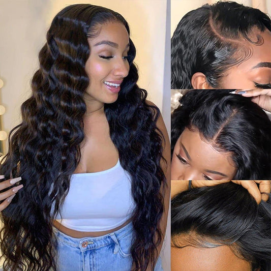 Cranberry 13x4 T Part Lace Front Wigs Indian Loose Deep Wave Human Hair Wigs 180% Density Pre-plucked - Cranberry Hair