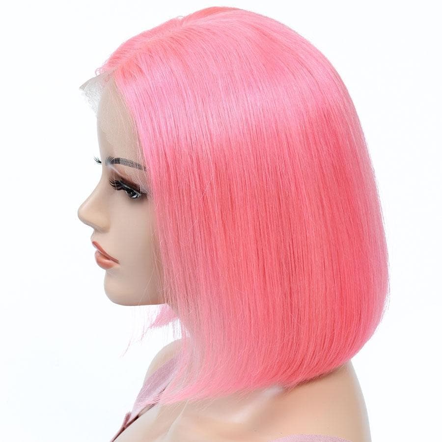 Cranberry Short Bob Lace Front Wigs Straight Pink Brazilian Human Hair Wigs - Cranberry Hair