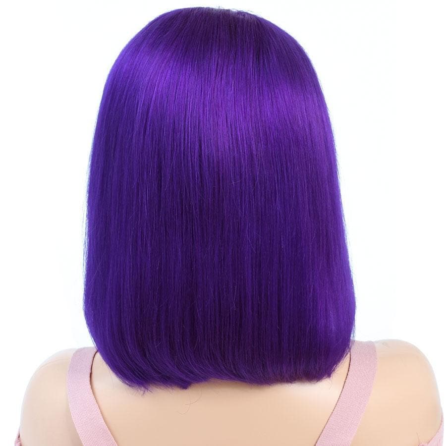Cranberry Short Bob Lace Front Wigs Straight Purple Brazilian Human Hair Wigs - Cranberry Hair