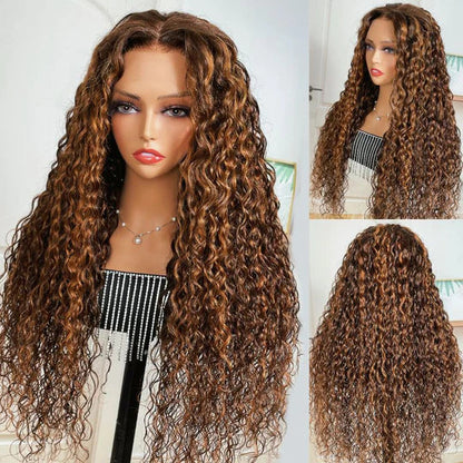 Highlight Curly Wigs 13x4 5x5 HD Lace Front Closure Colored Human Hair Wigs 180% Density