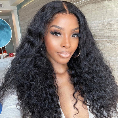 Cranberry 12A Water Wave 13x4 5X5 Frontal HD Lace Free Part Long Wig 100% Human Hair